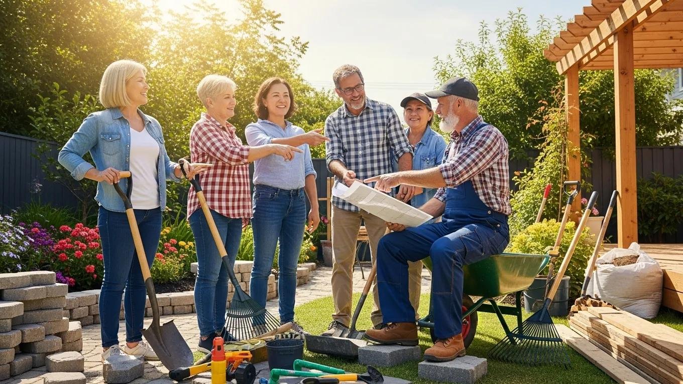 Homeowners engaging with veteran contractor, showcasing positive experiences and community support